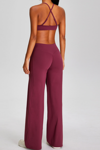 Women's Sports Sets:Twist Front Triangle Cup Bra & Pants