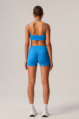 2 Pcs Set High Elastic Thin Strap Halter Neck Fitness Running Sports Bra + Push-Up Shorts