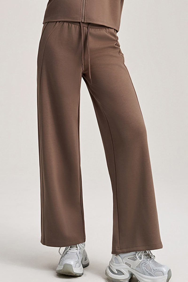 Women Drawstring High-Waist Loose Straight-Leg Workout Pants