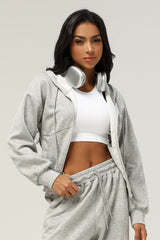 Women Zippered Jacket Hooded Casual Cardigan Jacket