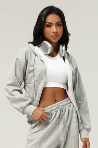 Women Zippered Jacket Hooded Casual Cardigan Jacket