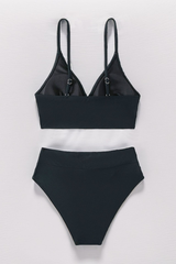 Women's V-Neck Thin Strap Crisscross Waist Solid Bikini