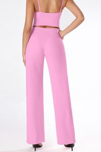 Women's Brushed Yoga Set:V-Neck Tank Top & Wide-Leg Pants