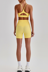 Women's Brushed Cutout Bra & V-Waist No Front Seam Shorts Set