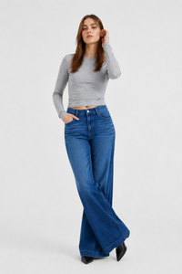 Women's Fall High Waist Wide Leg Flare Jeans