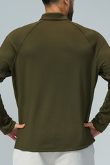 Men's Fall Half Zip Mock Neck Fleece Sports Long Sleeve Top