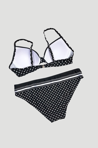 Women's High Waist Bikini - Polka Dot Patchwork Tight Fit