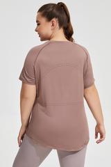 Plus Size Women's Back Mesh Vent Soft Athletic Yoga T-shirt