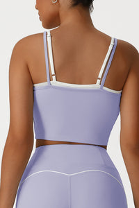 Women Square Neck Fake Two-Piece Yoga Tank Tops