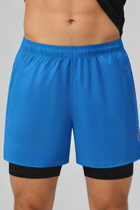 Men's Two Fake Fitness Training Shorts with Built-in Liner