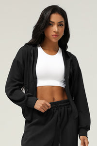 Women Zippered Jacket Hooded Casual Cardigan Jacket