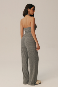 Women Vintage Striped Set: Halter Tank Top & Casual Pants