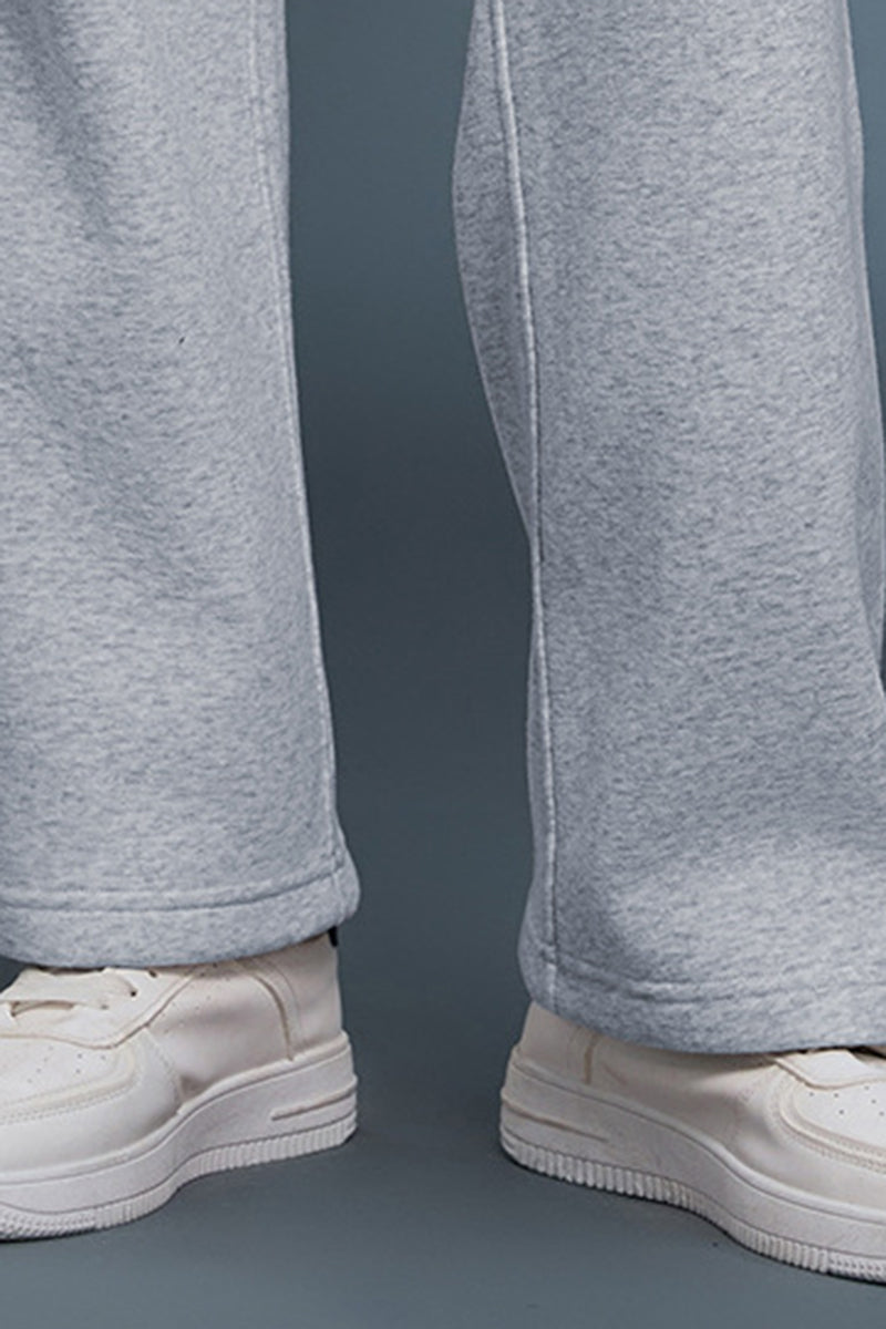 Women Loose Fleece-Lined Straight-Leg Comfortable Casual Workout Pants