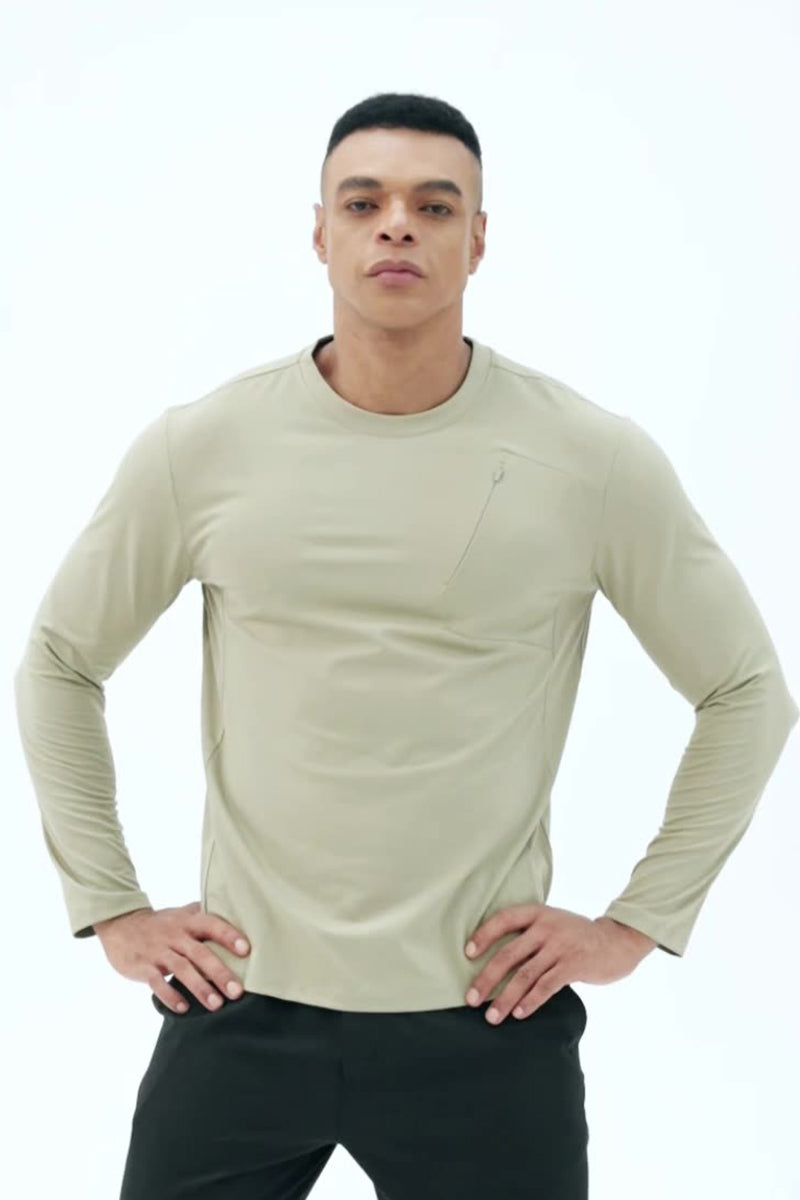 Men Quick-Dry Round-Neck Training Long Sleeve T-Shirt