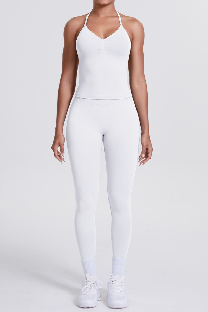 High-Waist Seamless Yoga Set - Halter Neck, Quick-Dry Fitness Outfit