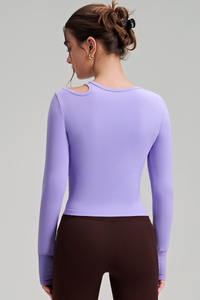 Asymmetrical structure, lacy yoga top