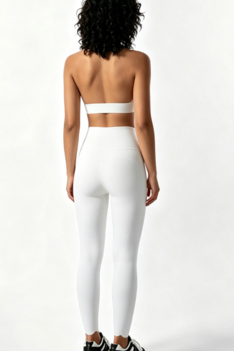 Women's Scalloped Halterneck Bra And Leggings 2 Piece Set