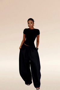 Women's high waist wide curved trousers casual pants