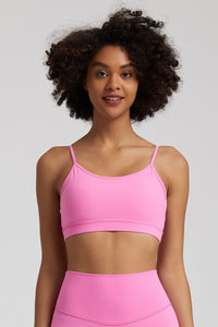 Solid Color Back Cut-Out Sports Bra