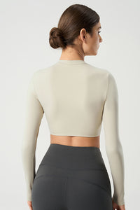 Women Slim-Fit Crop Naked-Feel Long Sleeve Yoga & Running Sportswear Top