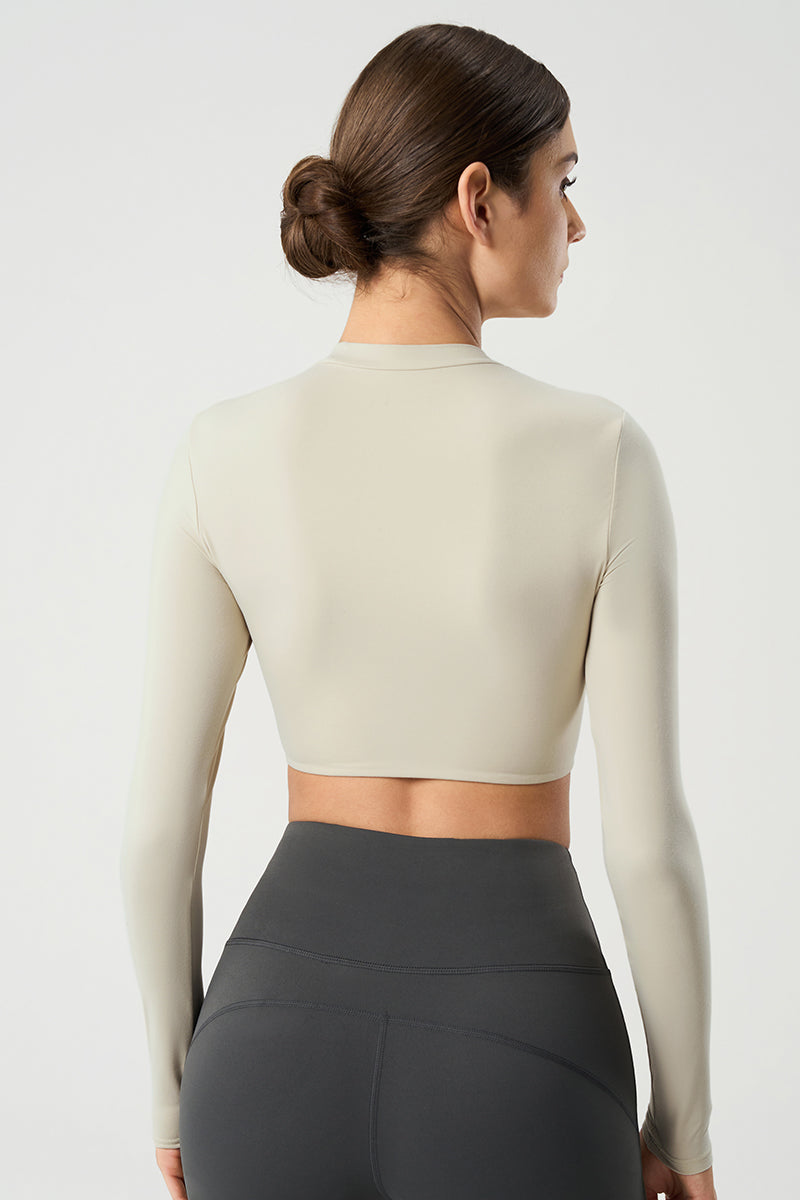 Women Slim-Fit Crop Naked-Feel Long Sleeve Yoga & Running Sportswear Top