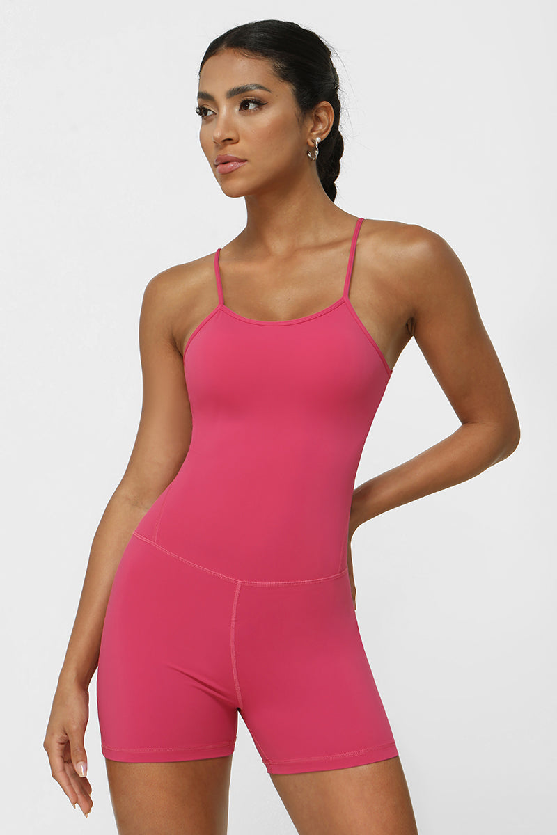 Women Strap Criss Cross Back Sport Jumpsuit