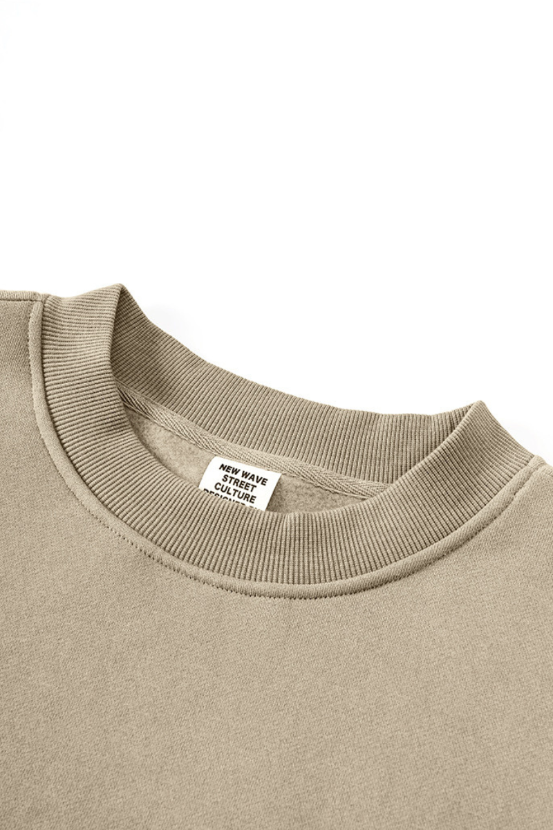 Loose fleece-lined thick round-neck sweatshirt