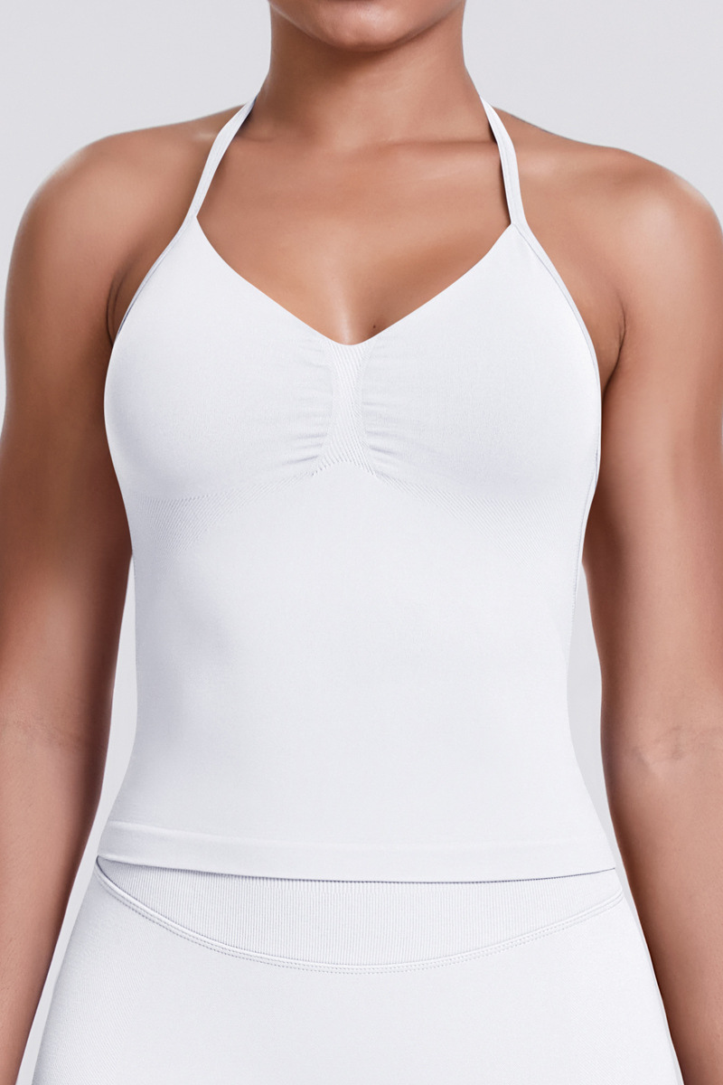 Knit Halter Sports Bra - Seamless Breathable Yoga & Workout Top
