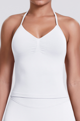Knit Halter Sports Bra - Seamless Breathable Yoga & Workout Top