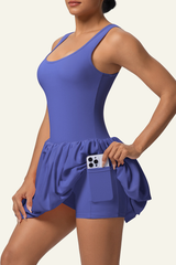 Women's Athletic U-neck One-piece Flower Bud Style Dress