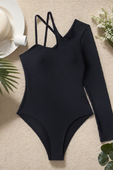 Women's One Shoulder Asymmetric Long Sleeve Swimsuit