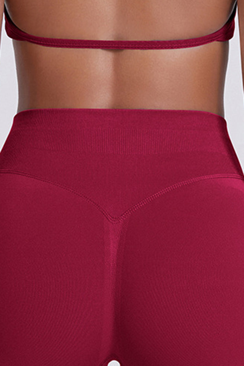 Women Halter Neck Yoga Set: High-Waisted Sculpting Shorts + Backless Sports Bra