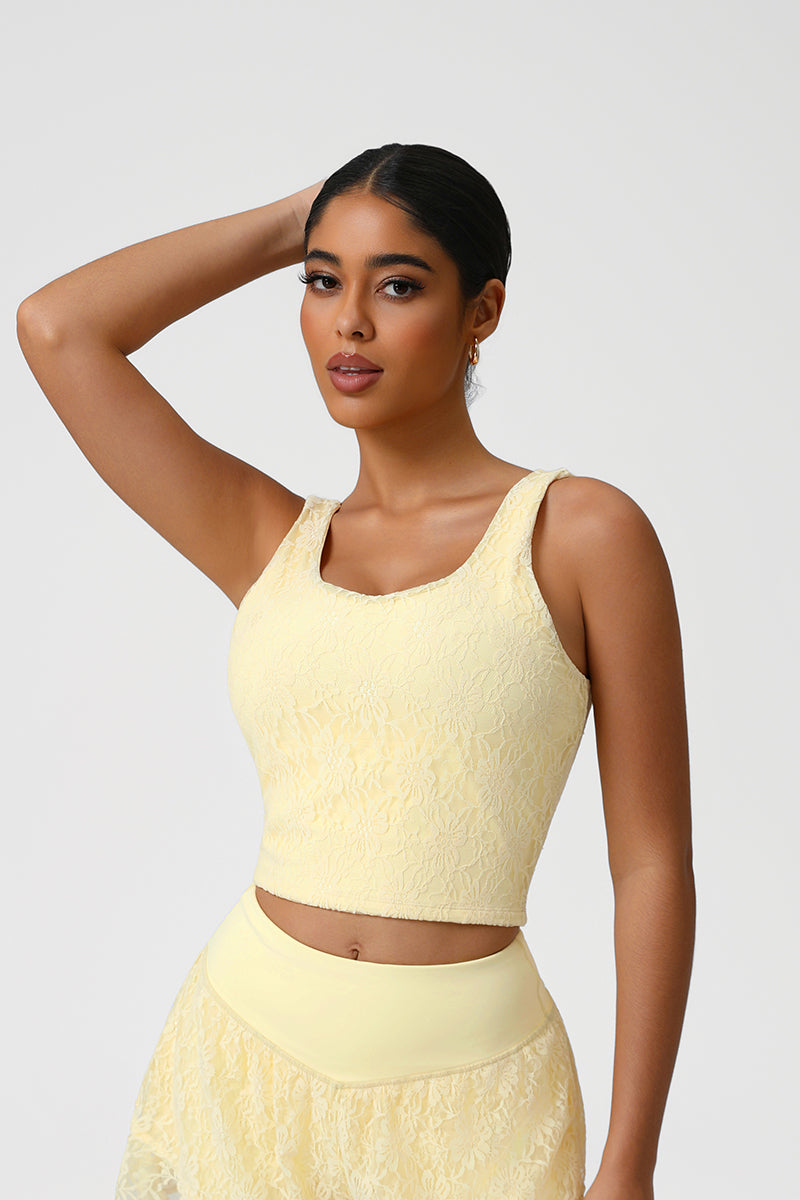 Women Lace Sleeveless Dance Fitness Vest