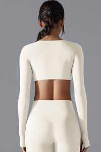 Women' Athletic Twist-Front V-Neck Long Sleeves T-shirt