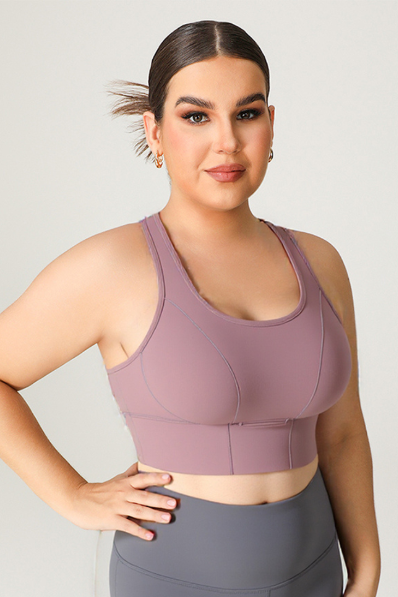 Plus Size Women's Cut-Out Sports Bra with Back Hook