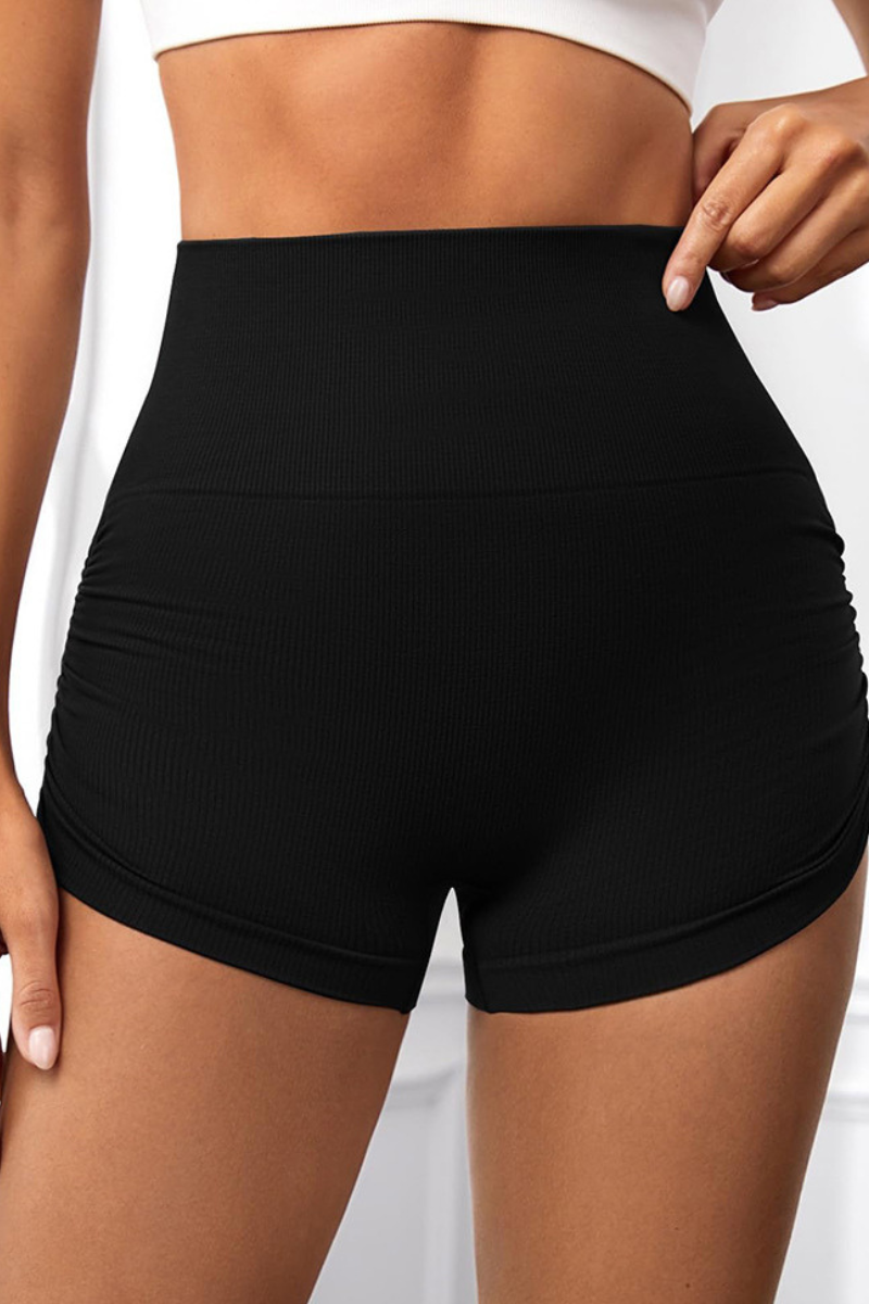 Women's Summer High-Waisted Side Pleated Sports Yoga Shorts