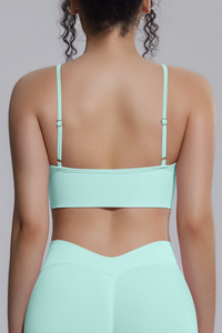 Women's Seamless Knit Solid Color Triangle Cup Sports Bra