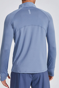 Men's Half Zip Mock Neck Finger Cuffs Long Sleeve Sports Top
