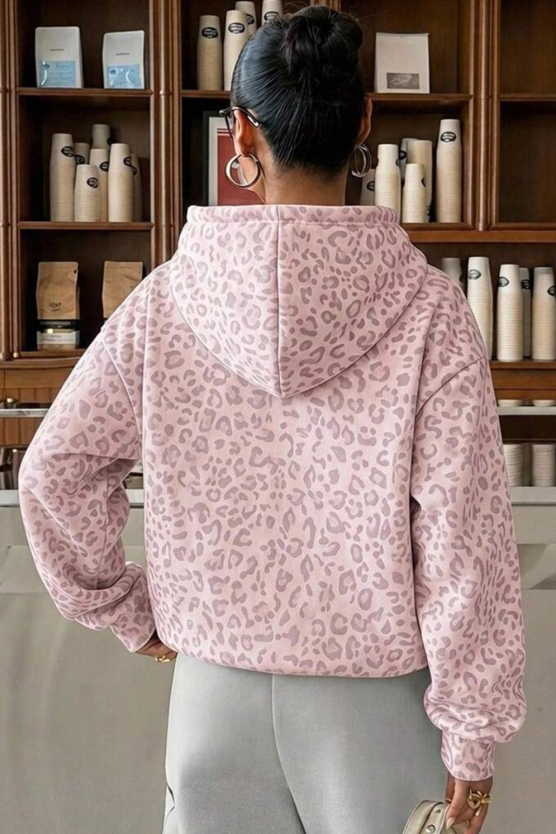 Women's Fall Leopard Print Coquette Style Hoodie