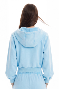 Women's Fall Vintage Washed Distressed Cropped Zip Up Jacket