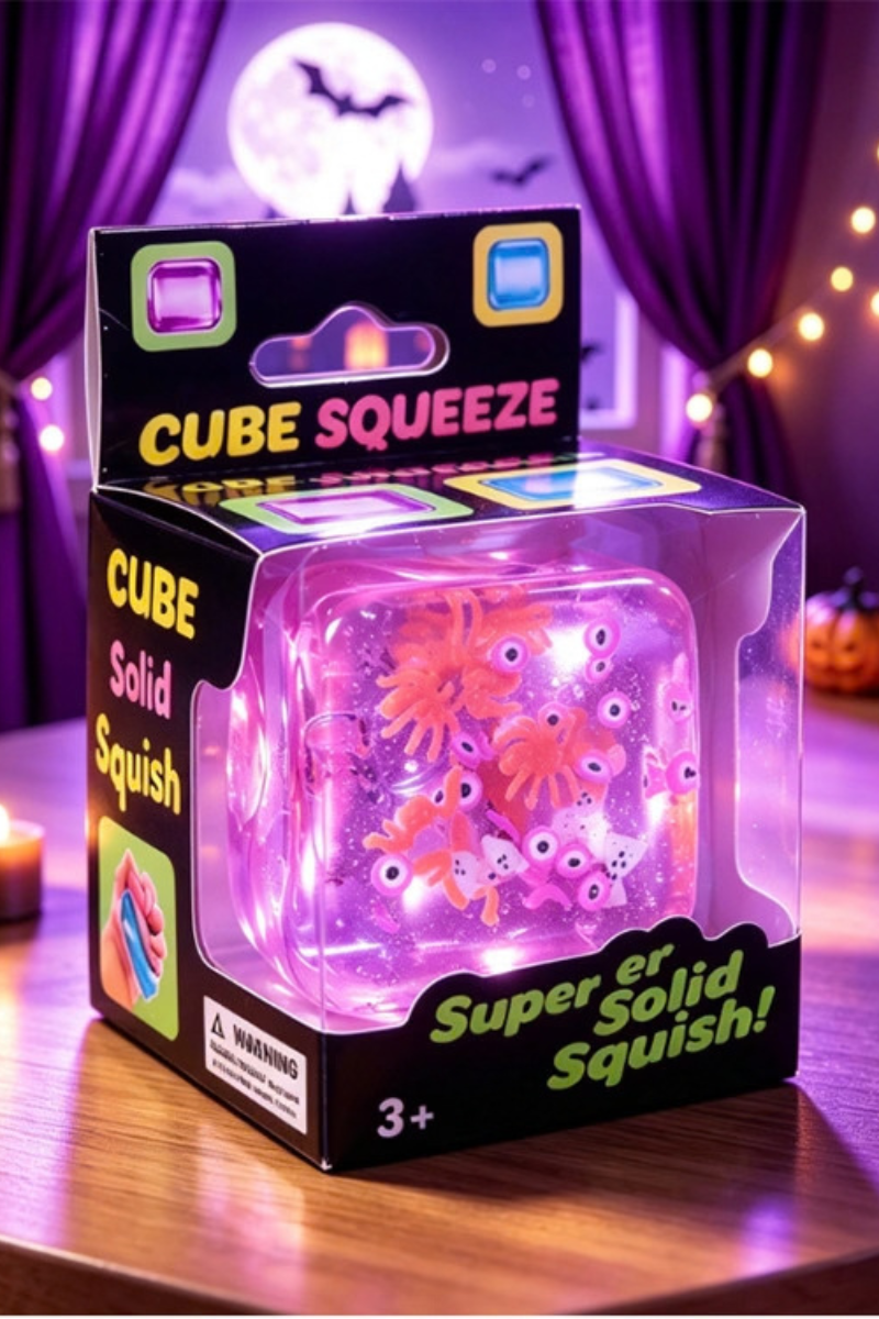 Halloween Magic Crystal Cube Squishy Fidget Toy with Box