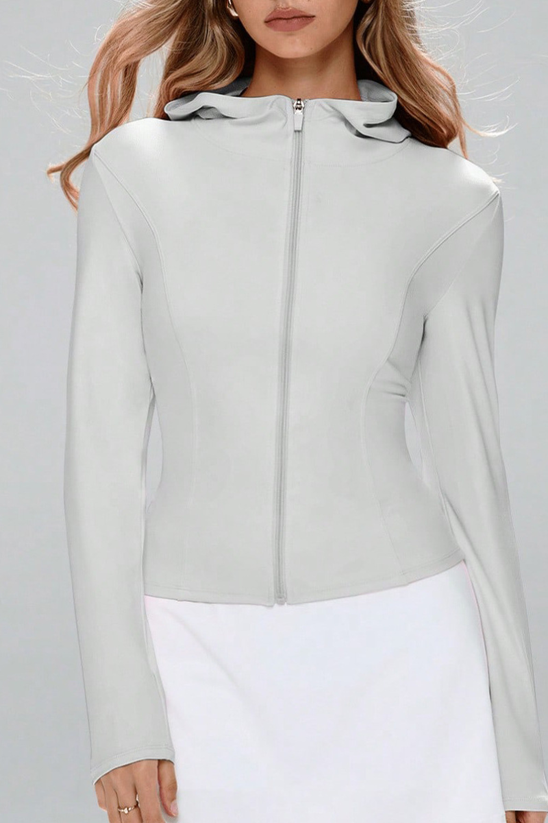 Women's Hooded Zippered Slim-Fit Sports Jacket