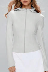 Women's Hooded Zippered Slim-Fit Sports Jacket