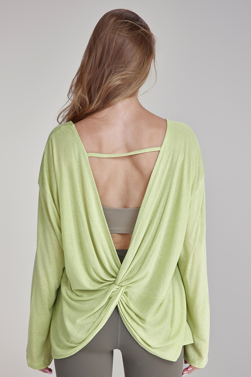 Women's Soft Breathable Backless Twist Loose Yoga Cover Up