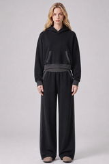 Women's Fall Color Block Set:Cropped Hoodie And Sweatpants