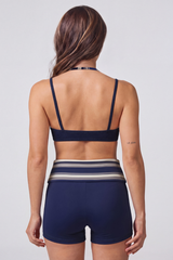 Women's Vintage Fake Two Piece Halter Bra& Short Yoga Sets