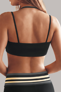 Women's Fake Two‑Piece Color‑Block Halter Sports Yoga Bra