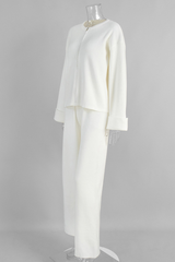 Zipper-fastened jacket and long pants set