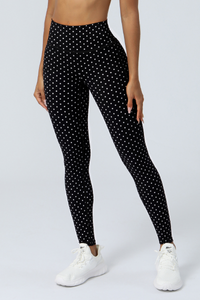 Women's Athletic Polka Dot Mid Waist Yoga Leggings