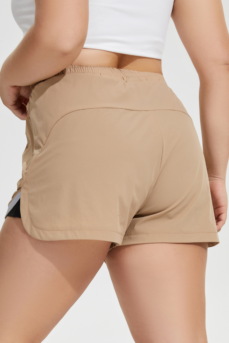 Plus Size Women's Reflective Faux Two-Piece Athletic Shorts